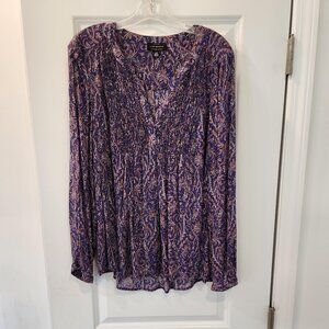 PURPLE LUCKY BRAND TUNIC TOP SIZE LARGE